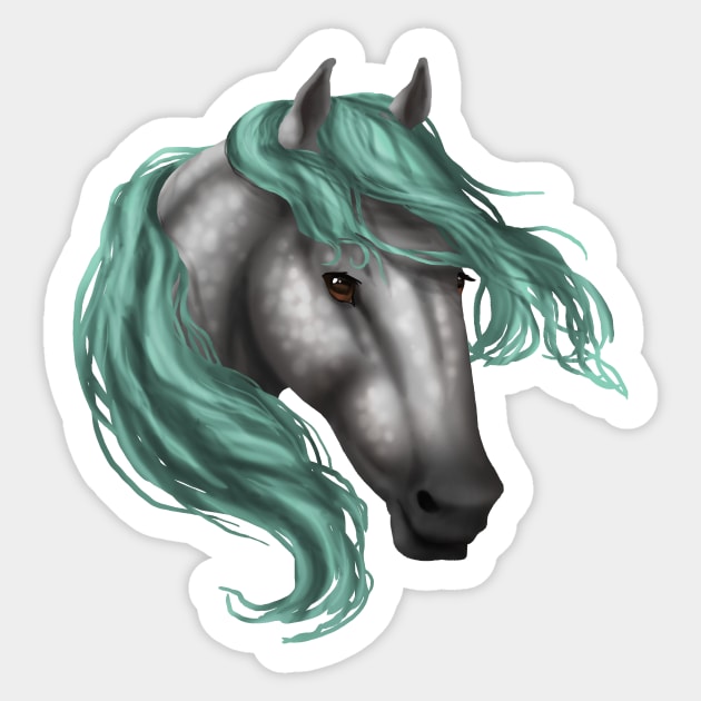 Horse Head - Dapple Aqua Mane Sticker by FalconArt